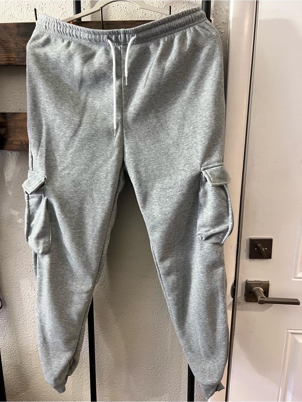 Gray Cargo Sweatpants with Drawstring Waist